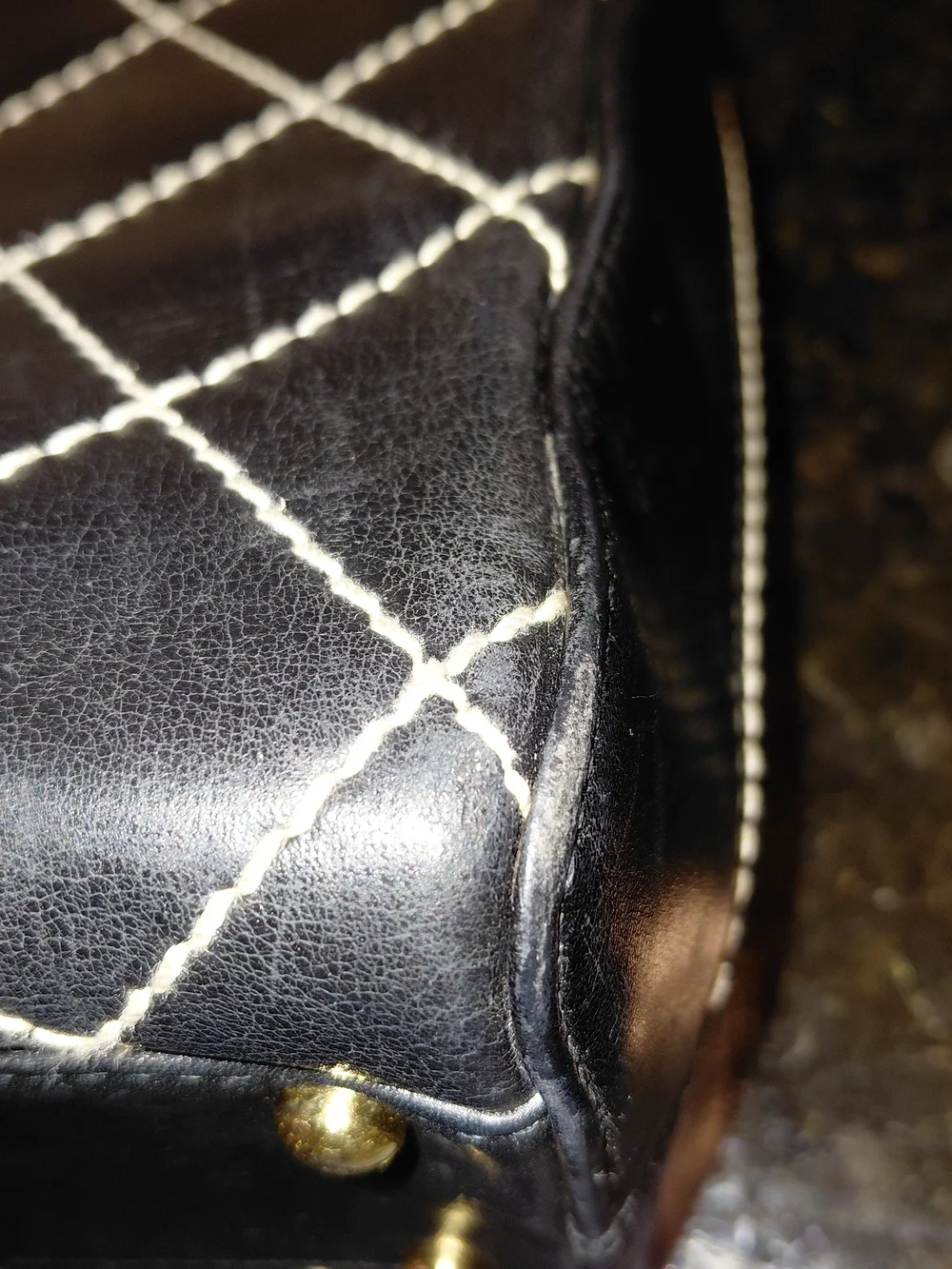Vintage CHANEL Wild Stitch Bowler Bag Black Quilted Calfskin Leather!